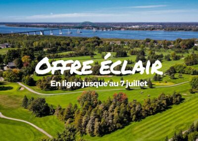 Vente éclair jusqu’au 7 juillet – Club de golf Godefroy – 2 joueurs à pied (samedi et dimanche après 12h30