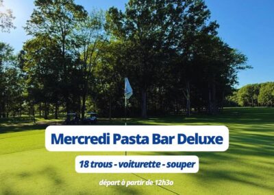 Club de golf Le Portage – 18 trous – Voiturette – Souper Pasta Bar Deluxe – Valide les mercredi de la saison 2026
